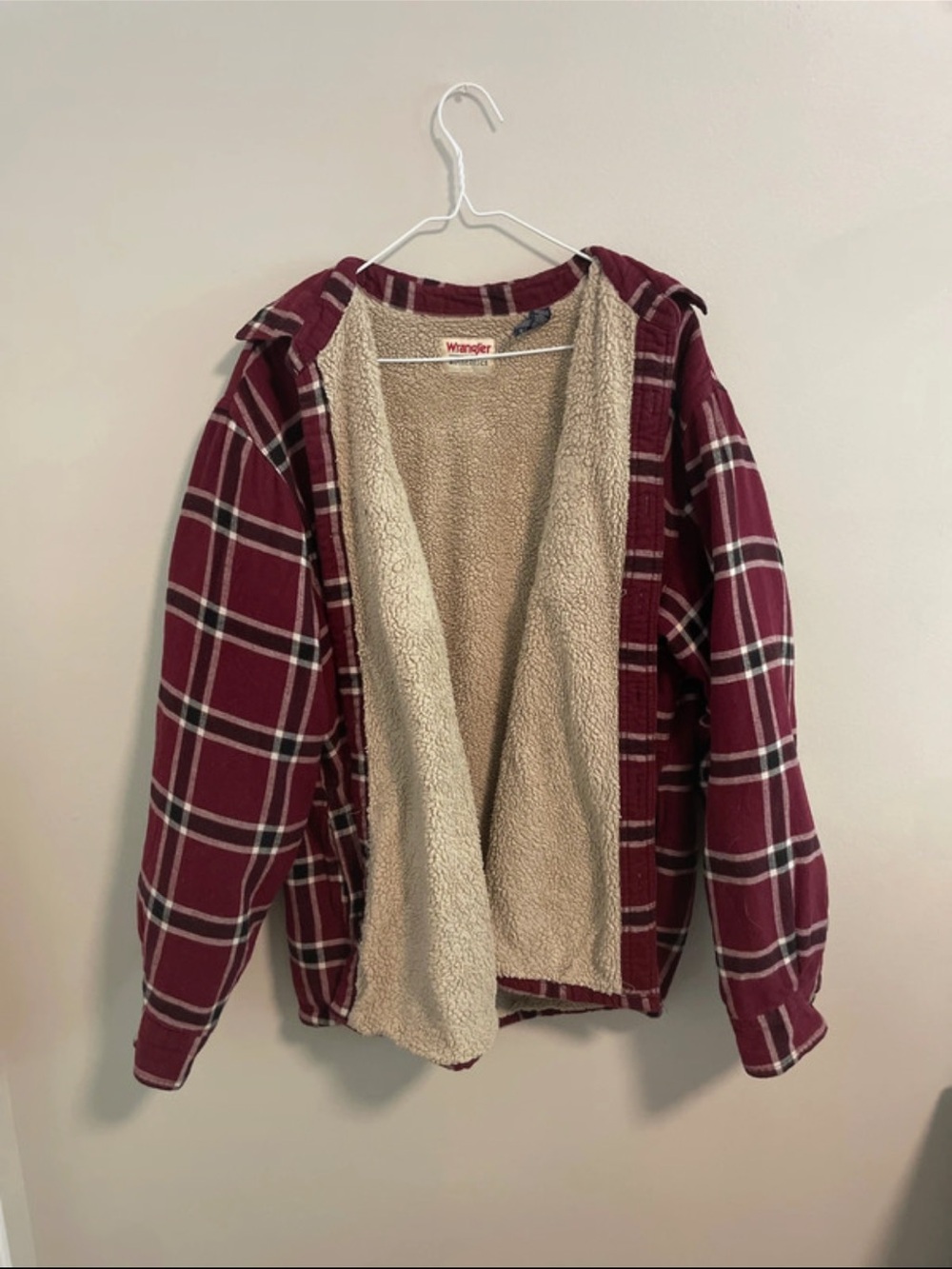 Wrangler Burgundy Plaid Sherpa Jacket
